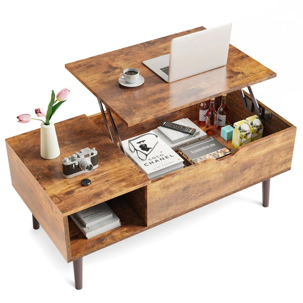 Lift Top Coffee Tables For Living Room 39.37"x19.7" Desk Tea Wood Dining Tables Adjustable Storage Shelf Easy Lift Or Lower image 8