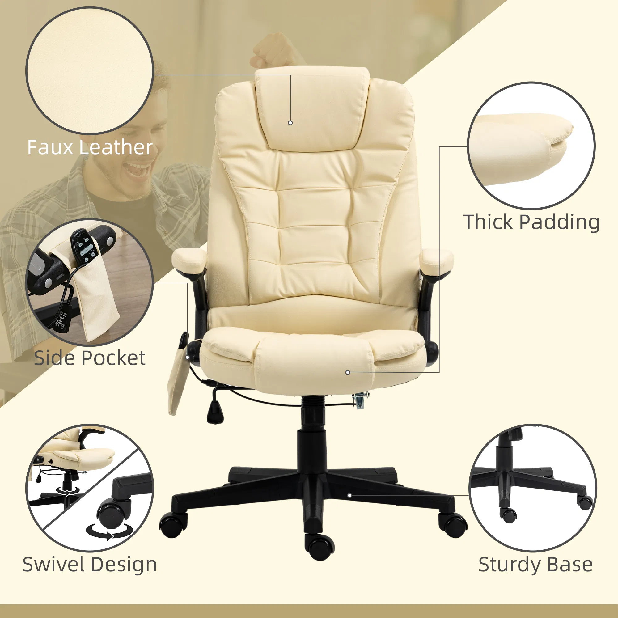 Office Chair Adjustable Heated Ergonomic Massage Swivel — photo 6