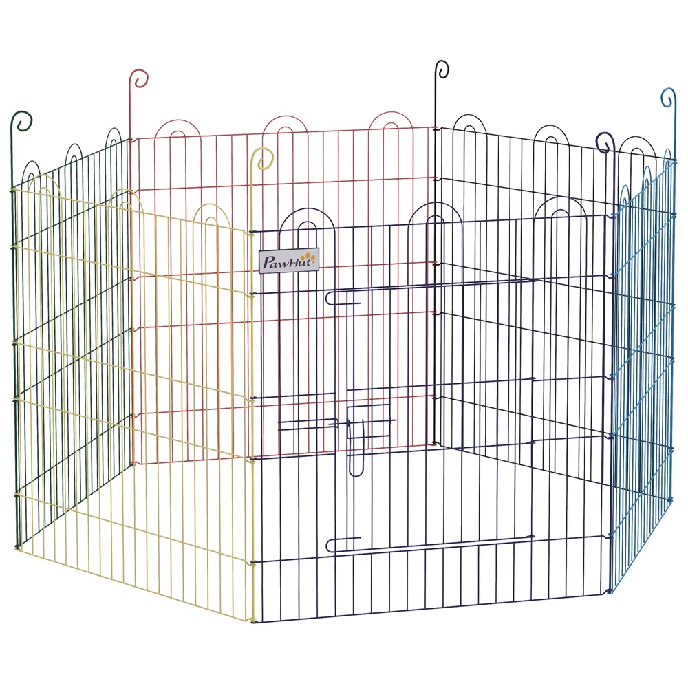 Metal Pet Playpen Portable Hexagon Dog Exercise Fence Multi-colored