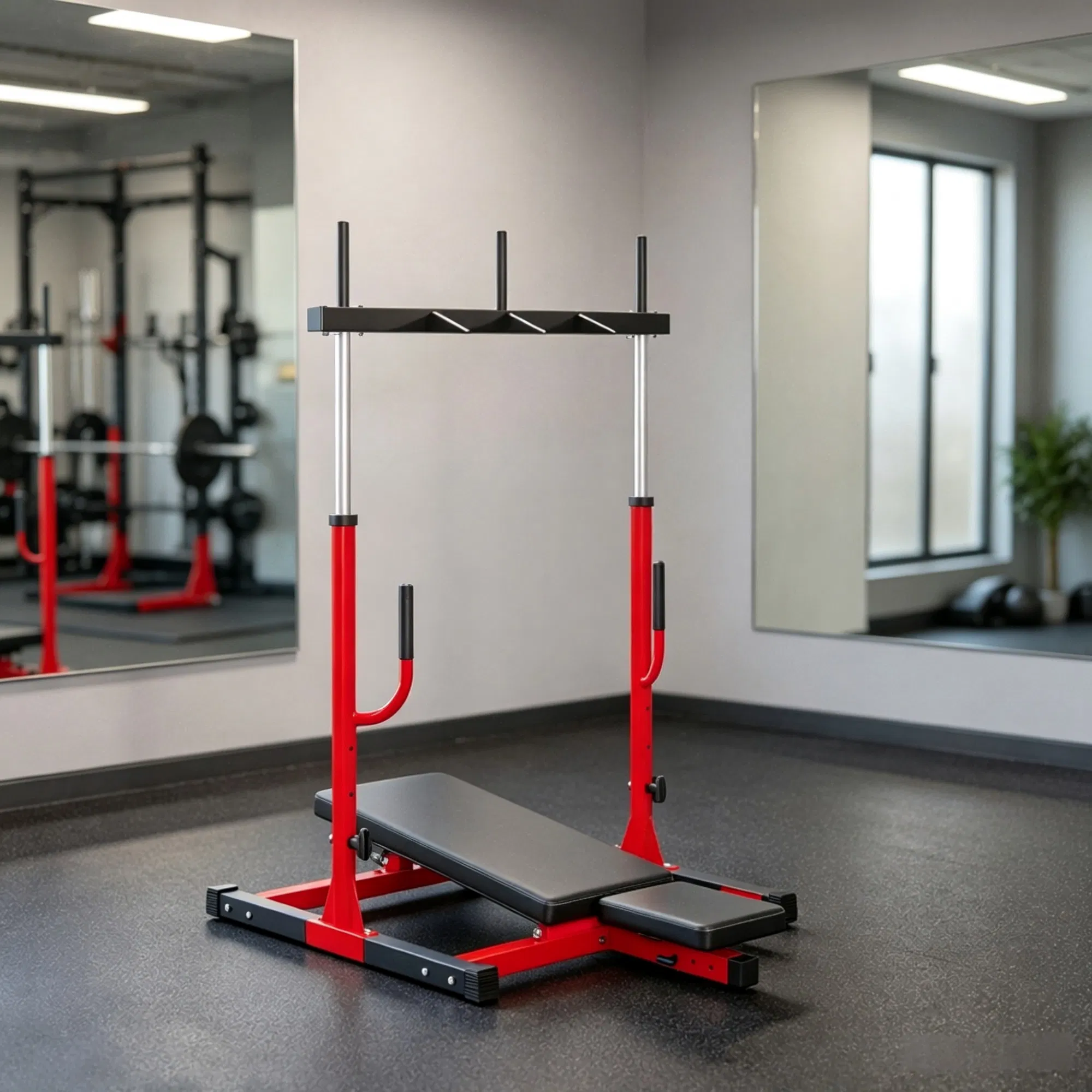 Heavy-Duty Red Vertical Leg Press Machine with Adjustable Leg, Back & Head Positions, 1" Standard Plate Compatible Strength Training Equipment