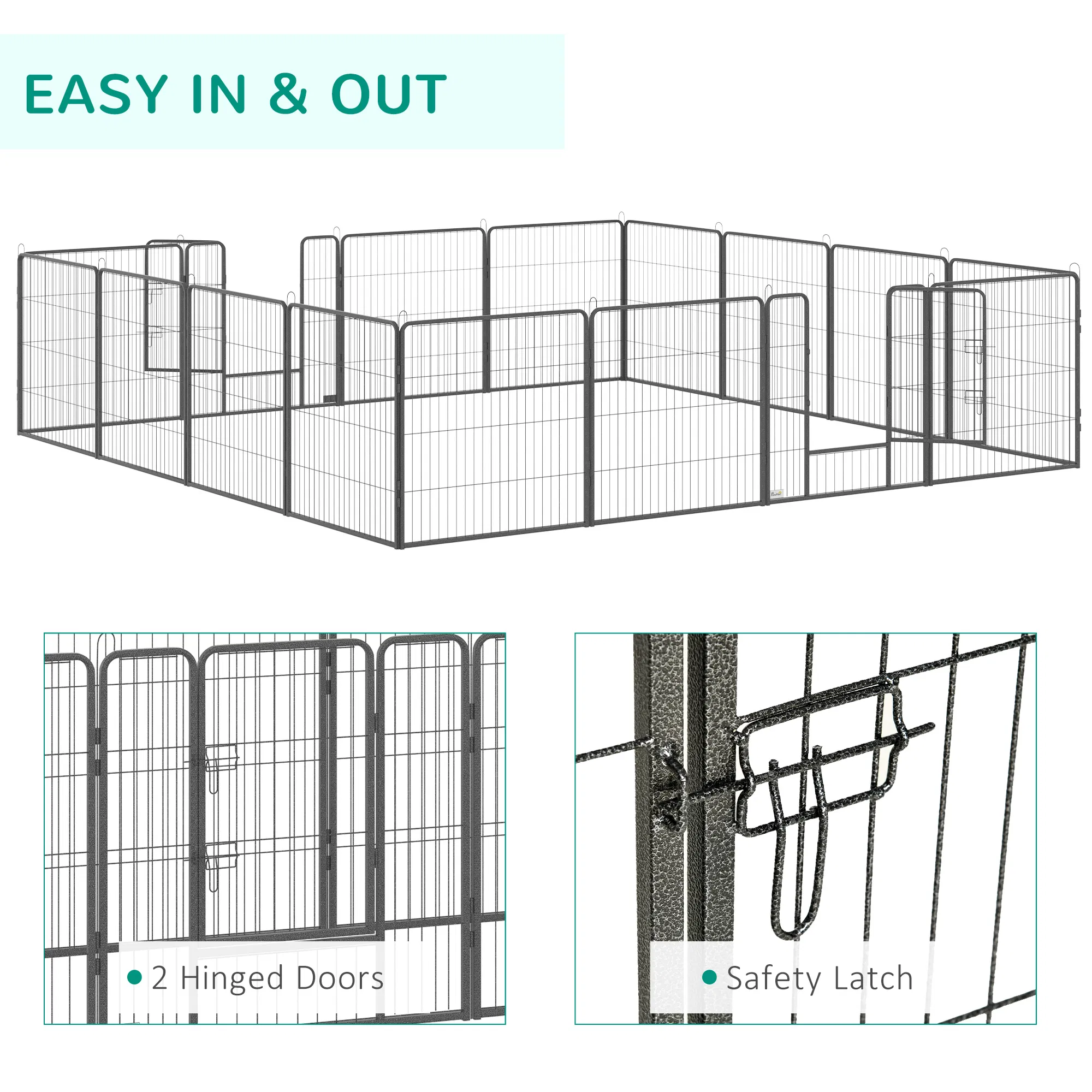 Heavy Duty Pet Playpen, 16 Panels Steel Dog Fence Puppy Exercise Pen with 2 Doors Locking Latch, 31.5" Height — image 1