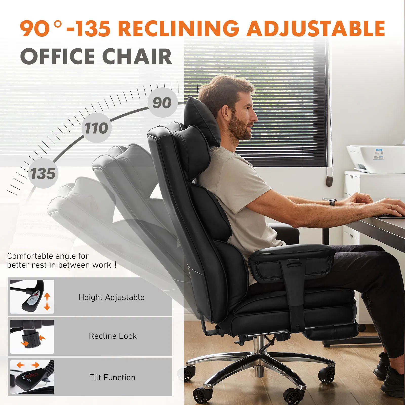 PU Leather Executive Office Chair, picture 4 of 7