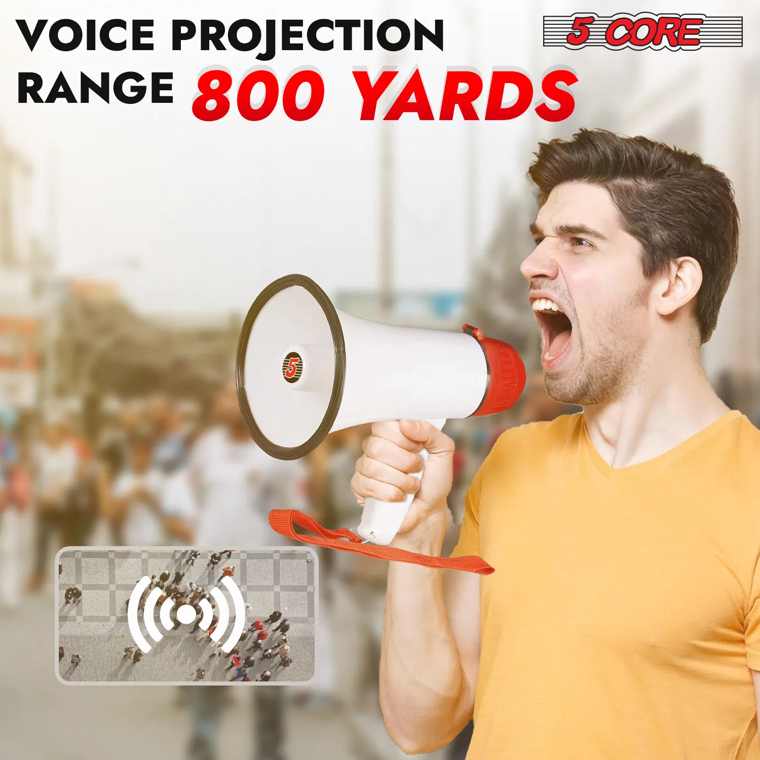 5 Core Megaphone 30W Bull Horn PA Speaker w 800 Yards Range Loud Siren Voice Amplifier Portable image 5