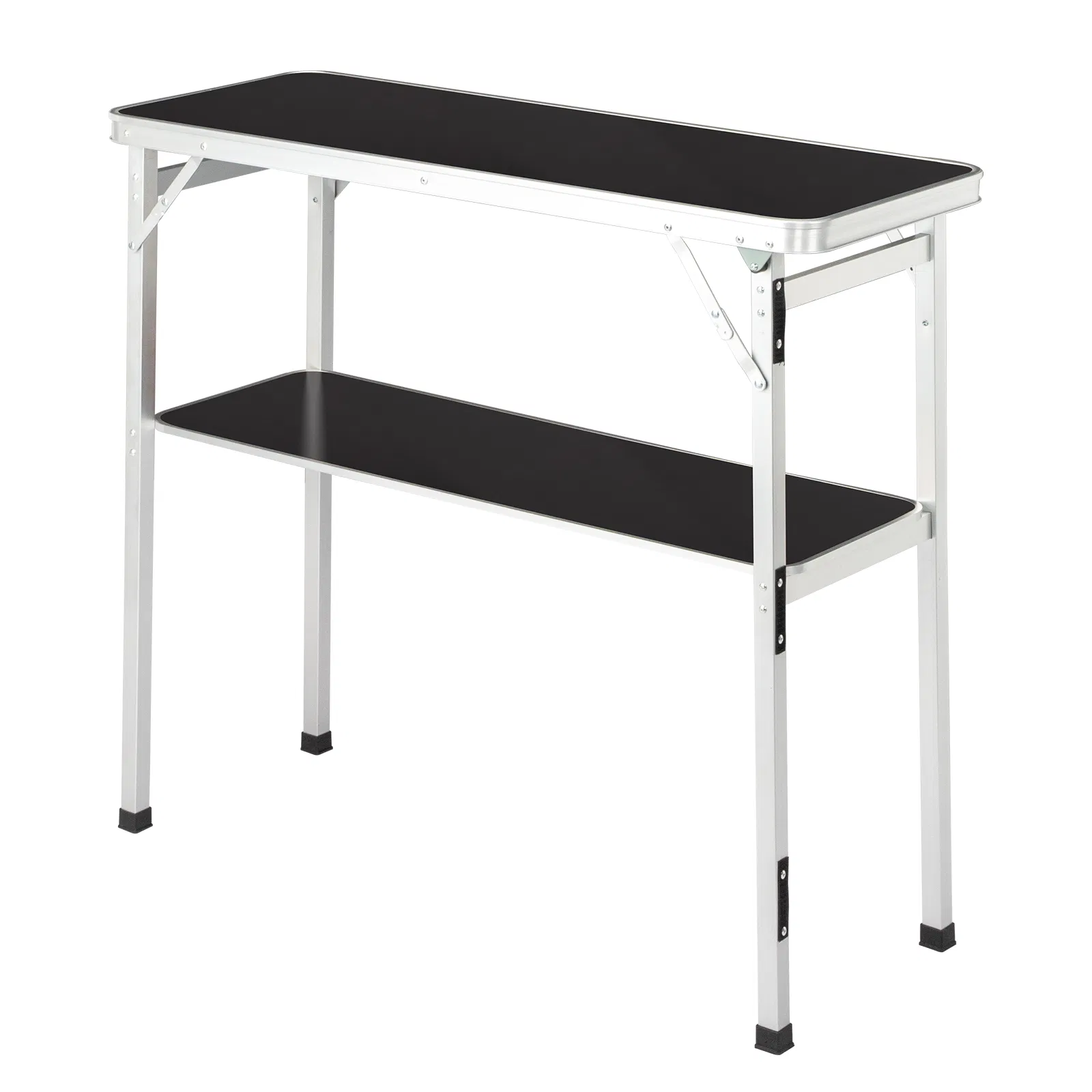 Portable Folding Bar Table with Shelf, Tradeshow Podium Table with Black Skirt and Carrying Bag, for… image 2