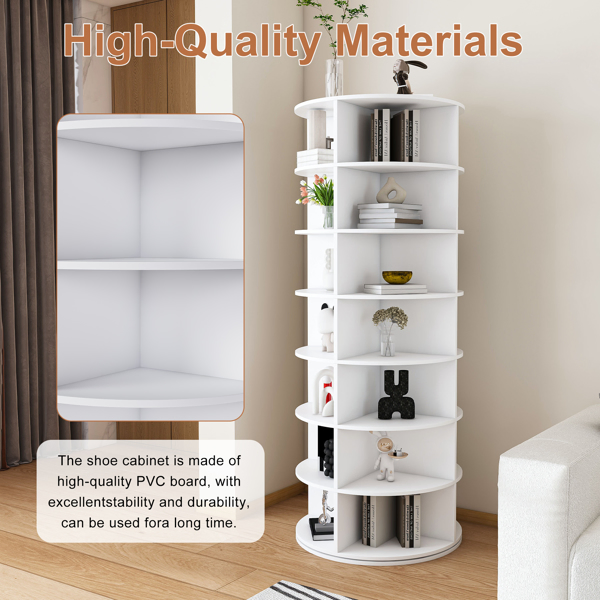 Rotating Shoe Rack Tower, 7-Tier Spinning Storage Rack, Free Standing 360° Revolving Shoe Organizer, Holds 28 Pairs of Shoes (7-Tier,White) -27