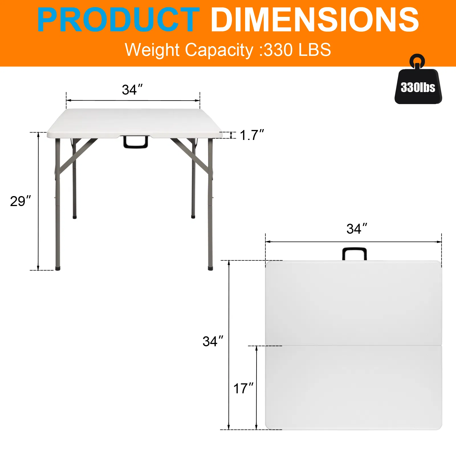 [Replace 19594030]34" Blow Molding Foldable Square Table image 12