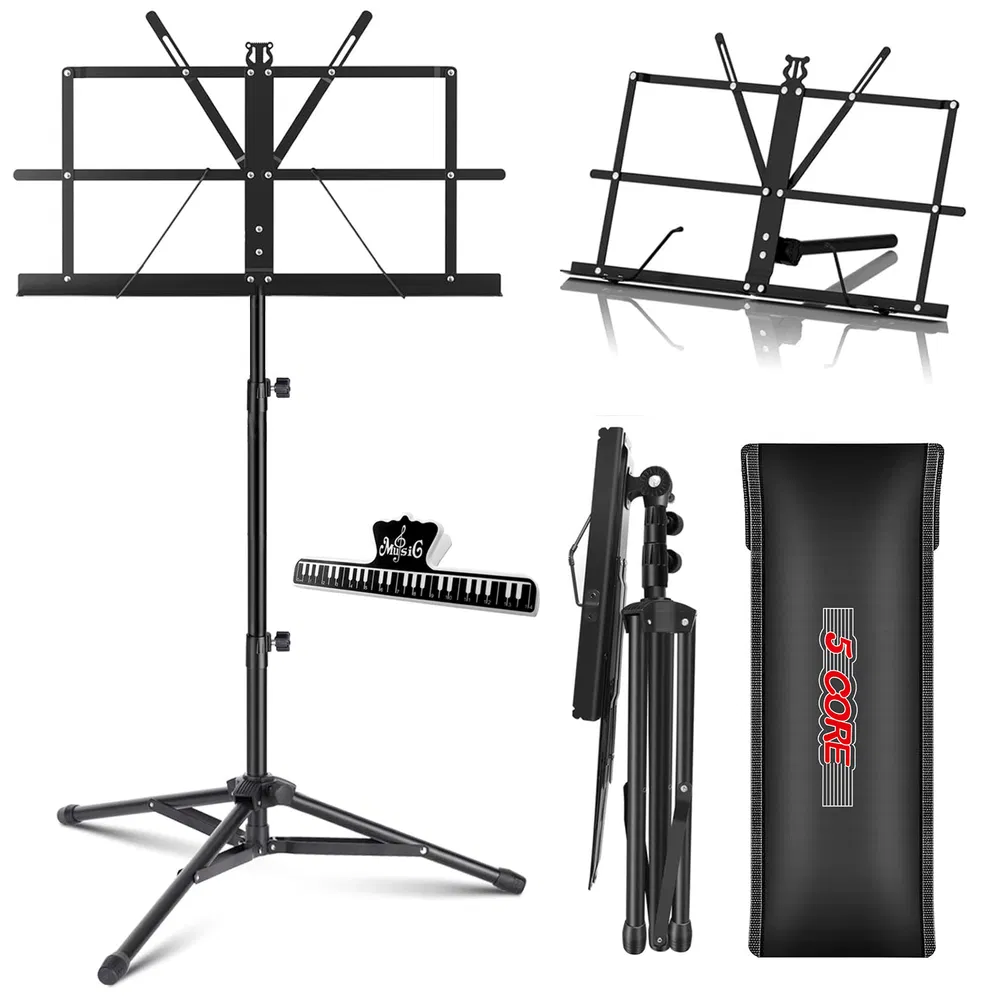 5 Core Music Stand Adjustable Desktop Book Stands Portable Sheet Holder All Metal Foldable Bookstand image 14