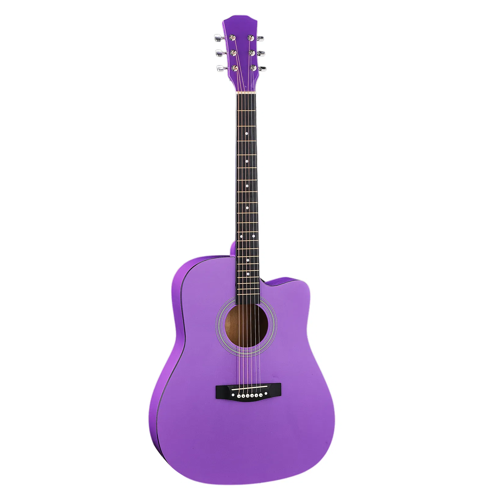 Purple 41-inch Dreadnought barrel-shaped cutaway acoustic guitar with pick, strings, capo, gig bag… image 2