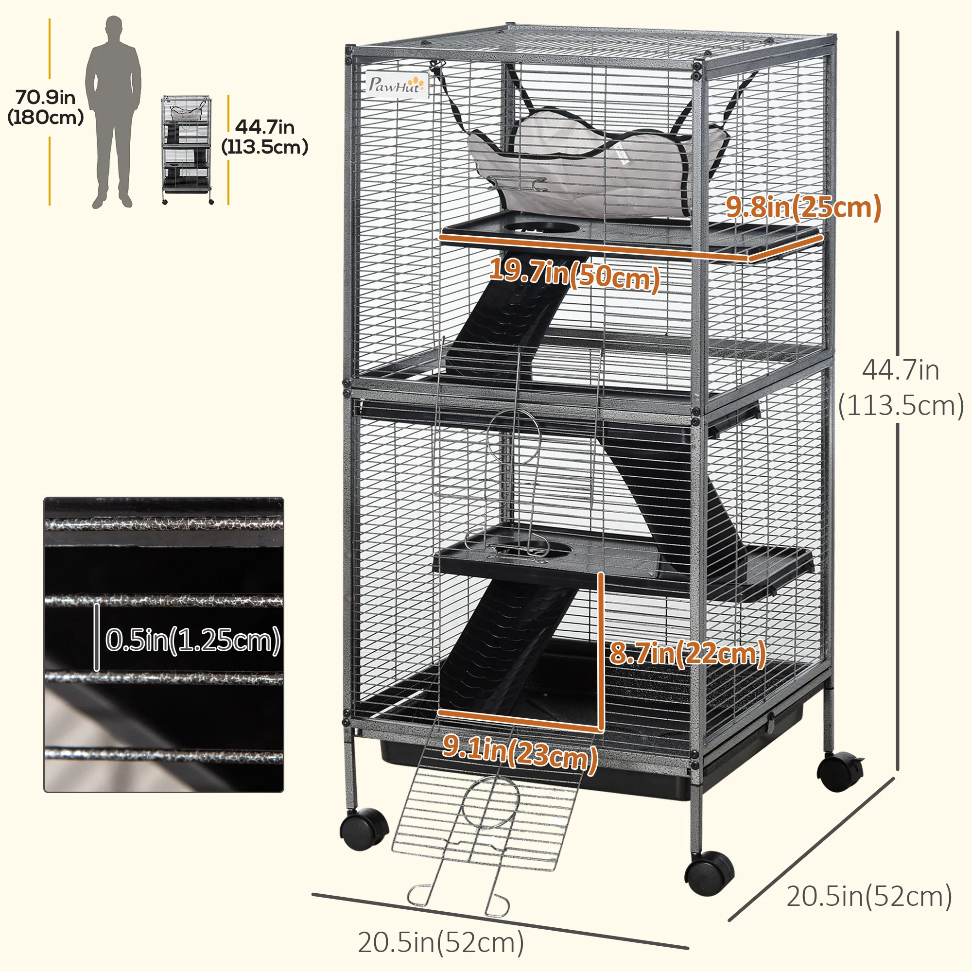 4-Tier Rolling Small Animal Cage, Deluxe Guinea Pig Cage, Ferret Cage for Mink Chinchilla Kitten Rabbit — image 1