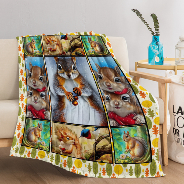 Cartoon Squirrel Flannel Blanket - Soft, Scenic, Lightweight, Suitable for Sofa, Office, Bed, Nature, Travel - Multi-functional Four-season Gift, Variety  60*80 (temu can only be self-picked up)-18