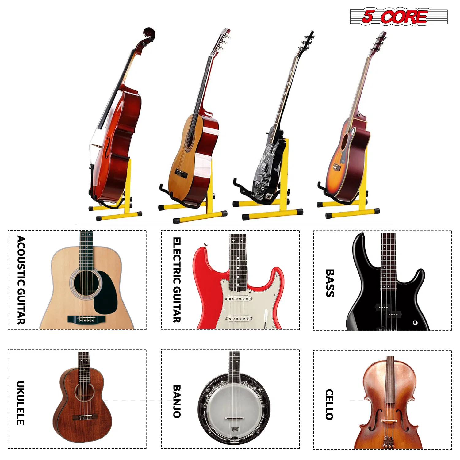 5 Core Guitar Stand 2PC A Frame w Soft Foam Arm Non Slip Rubber for Acoustic Electric Bass image 9