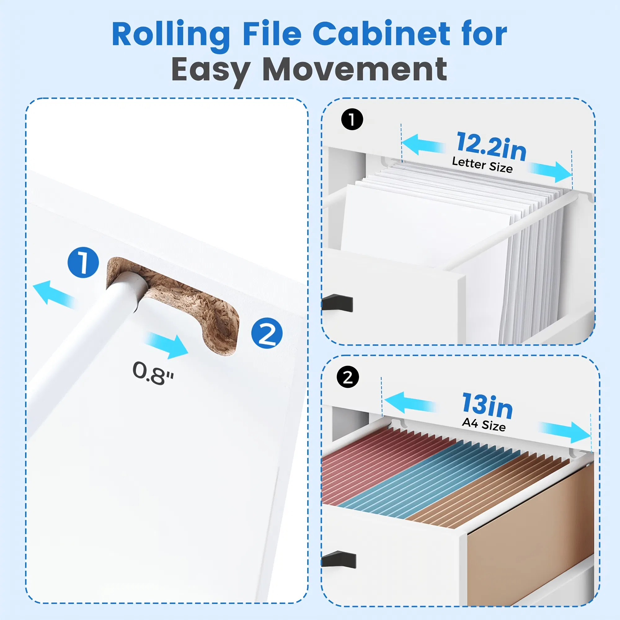 Rolling Wood Filing Cabinet, picture 3 of 6