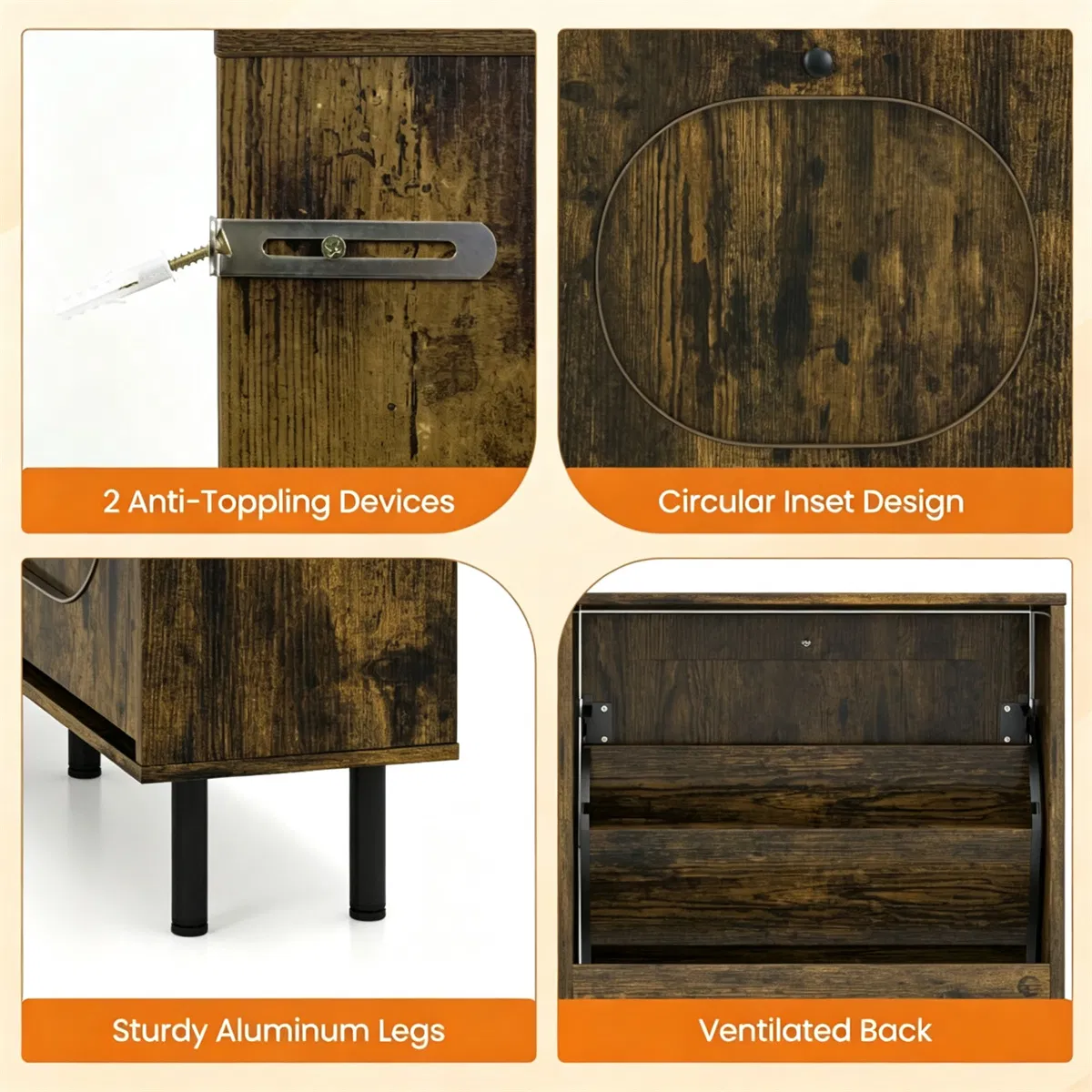 Narrow Shoe Cabinet with Flip Drawers, picture 4 of 5