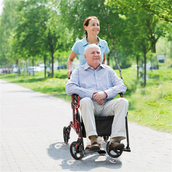 2-in-1 Rolling Walker & Wheelchair : 6-Position Height Adjustment (34