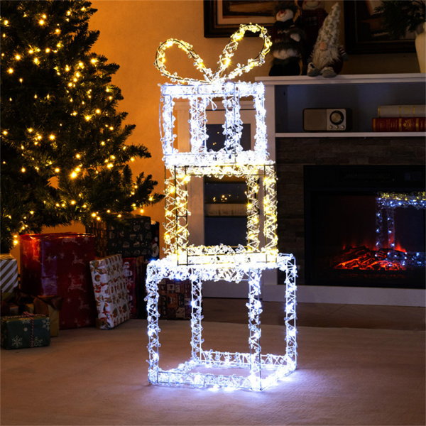 3ft Lighted Christmas Gift Boxes - 200 LED Lights (Warm/Cold White), Acrylic Beads, Multi-Color-20