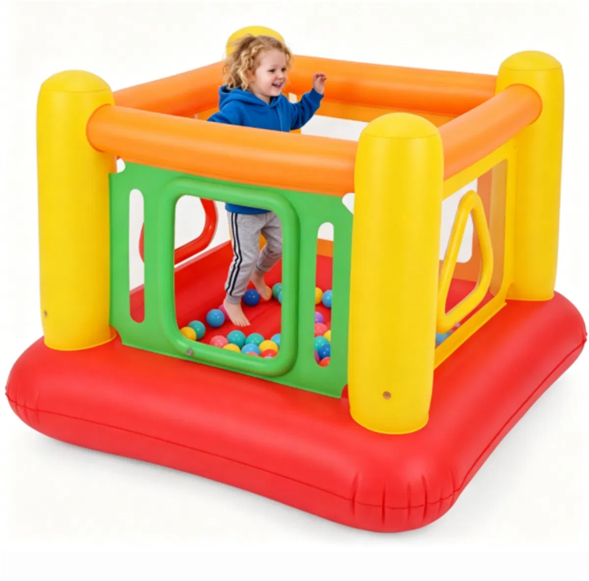3-in-1 Inflatable Bounce House, Thick PVC Kids Jumping Castle with Visible Wall, Indoor Outdoor Blow Up Play House Gift for Children Age 3+