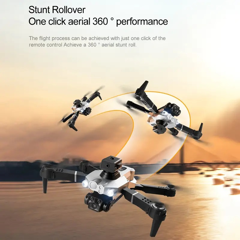 Silver dual-camera drone, equipped with optical flow hovering and intelligent obstacle avoidance functions, supports one-click operation. It offers stable and safe high-definition aerial photography