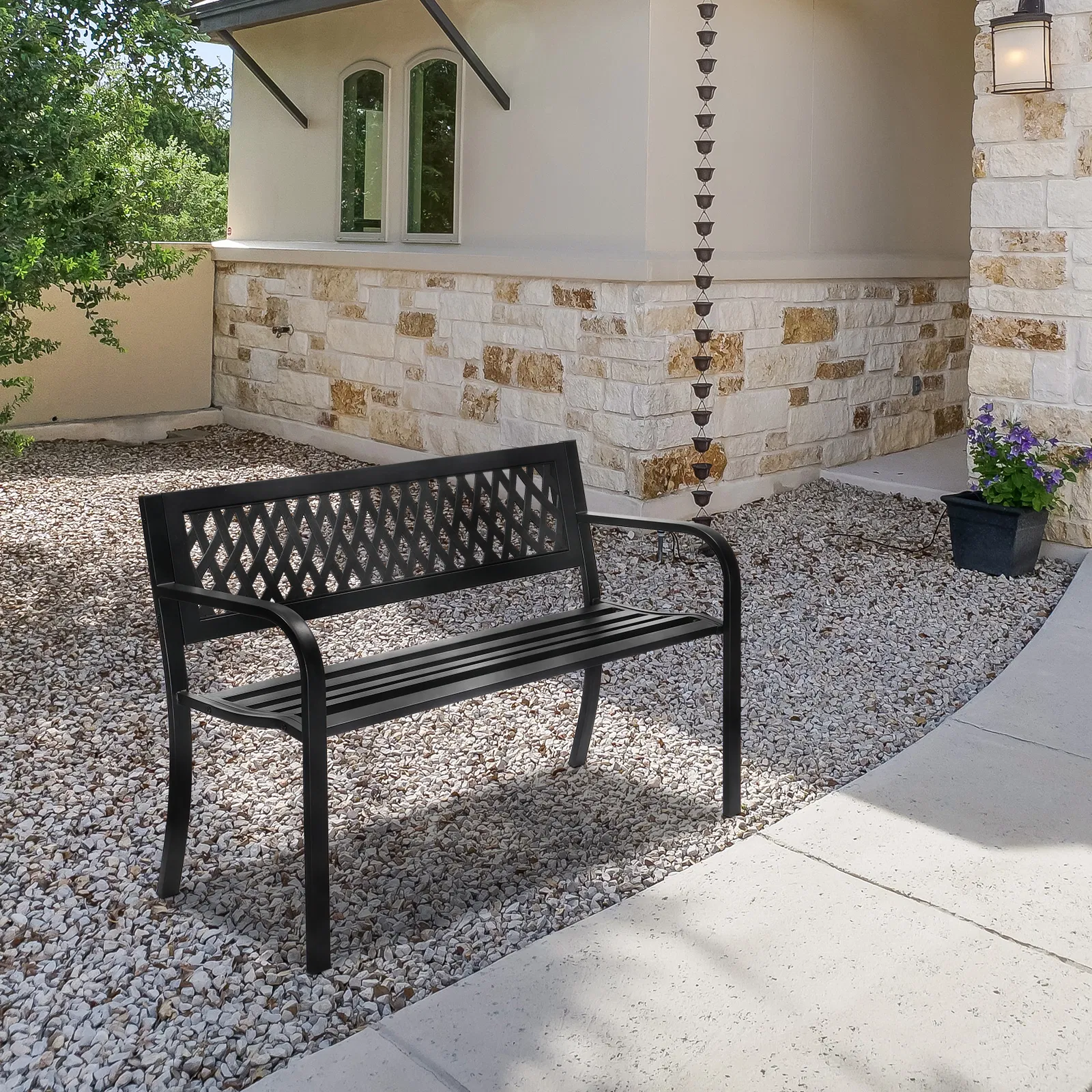 PVC Mesh Backrest Iron Bench, picture 3 of 5