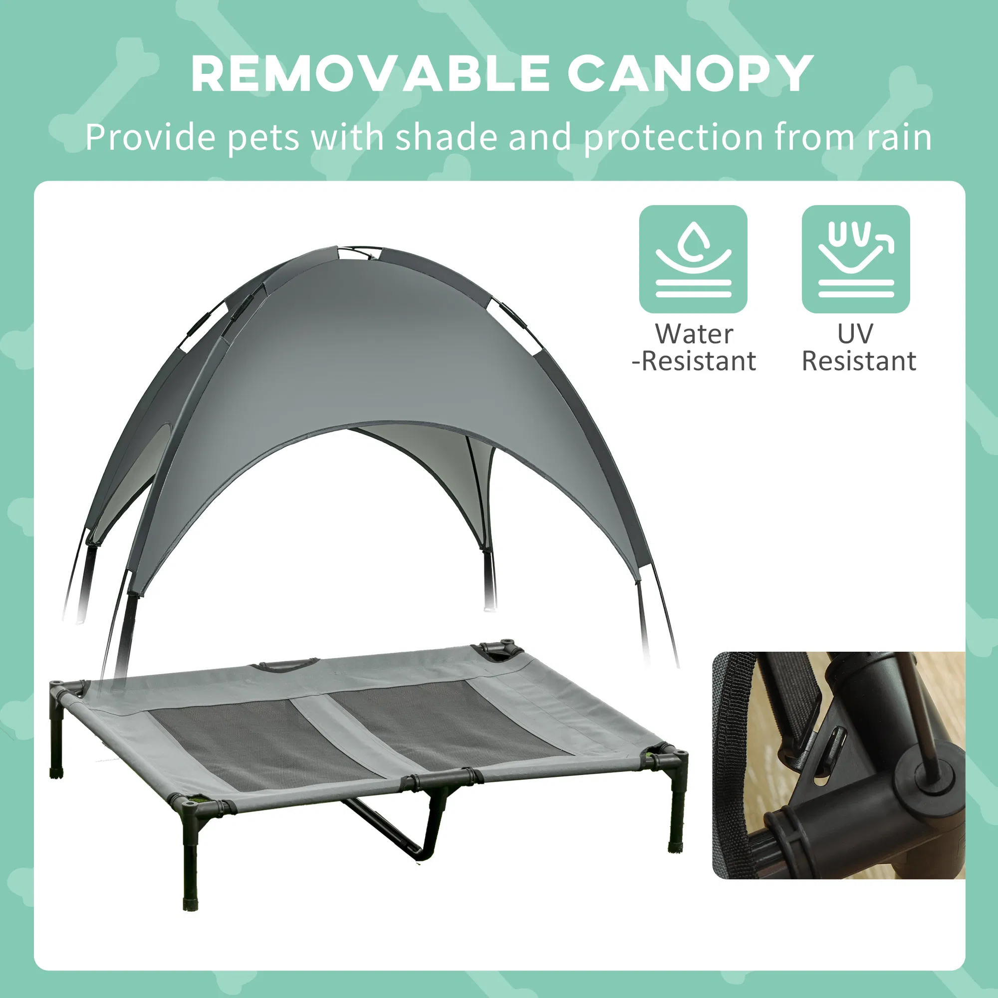 Large Elevated Dog Bed 6.2" L X 29.9" W 36.2" H Foldable Outdoor Cat Dog Canopy Cot w/ Carry Bag Grey — image 1