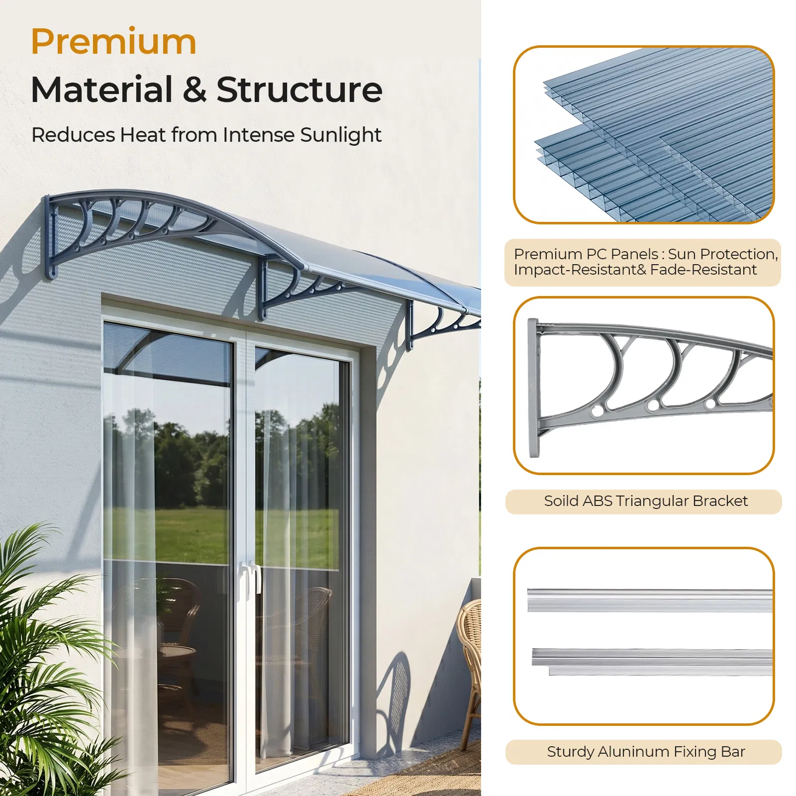 Awning for Door Entrance Window, 38x120 Inch Window Canopy Exterior, UV Rain Snow Protection for House… image 4