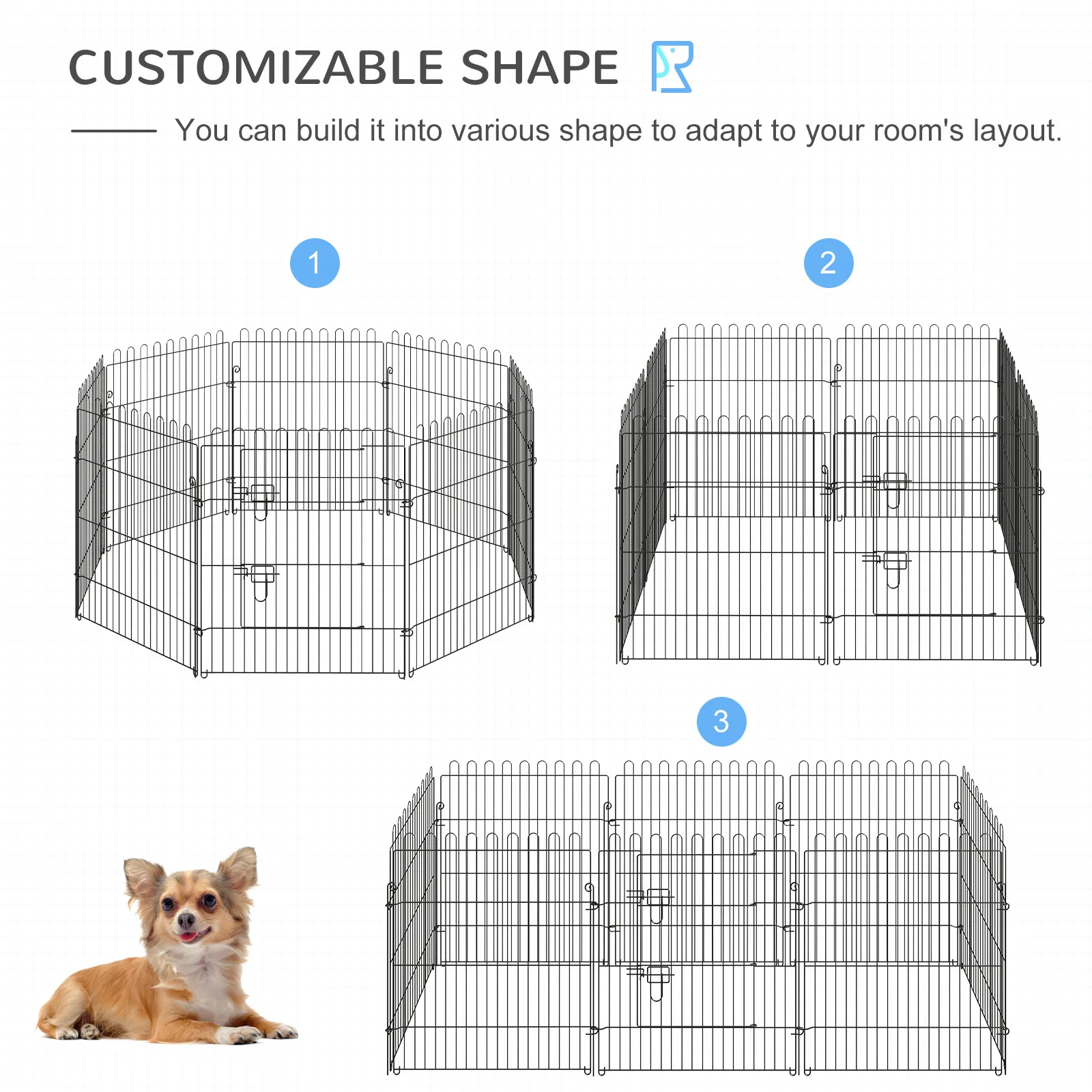 30inch 8-Panel Octagon Pet Exercise Playpen Crate Foldable Dog Cage Pen Puppy Kennel, Black — image 1