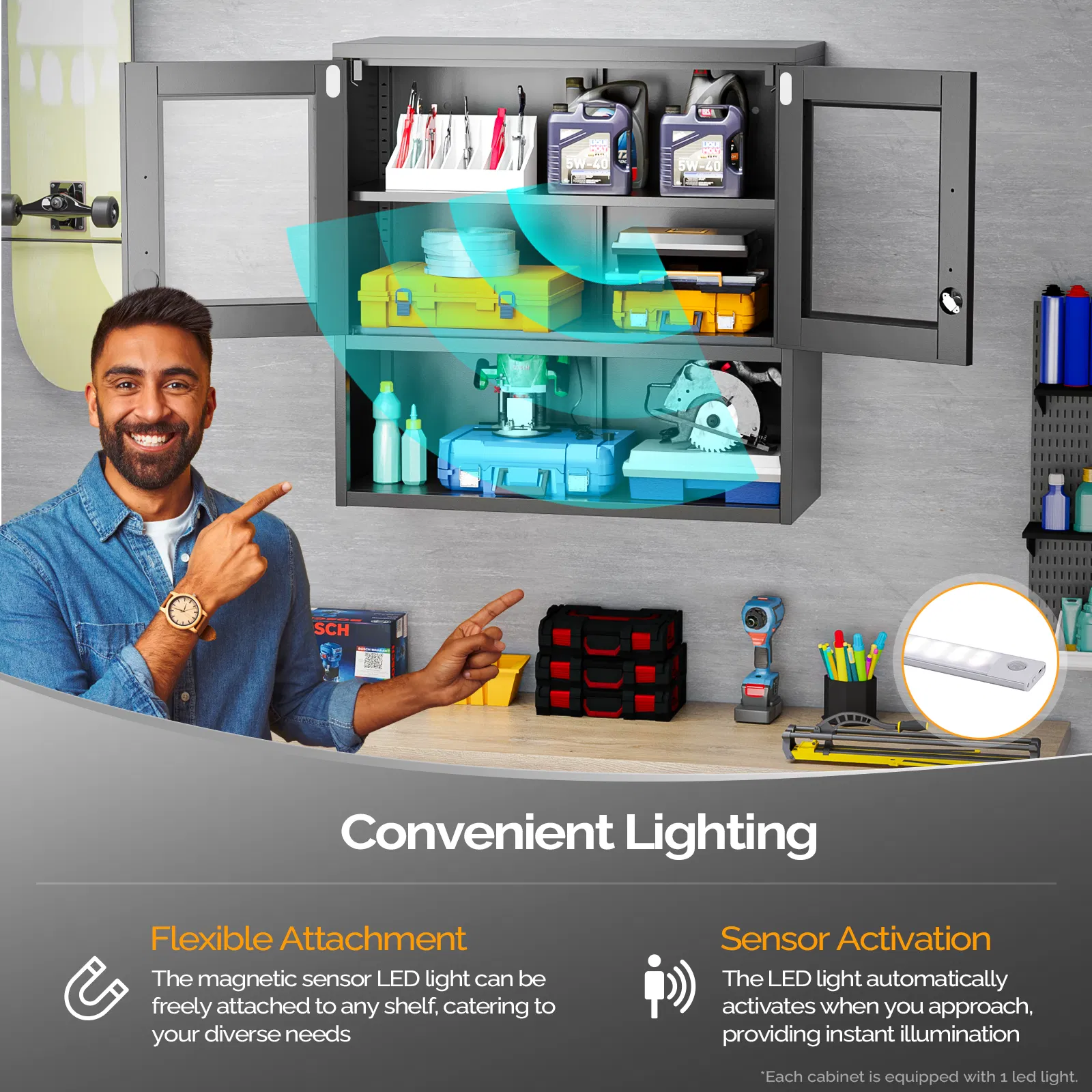 Steel 31.50" 31.50" 11.81" wall cabinet (without lights), steel display case, black image 7