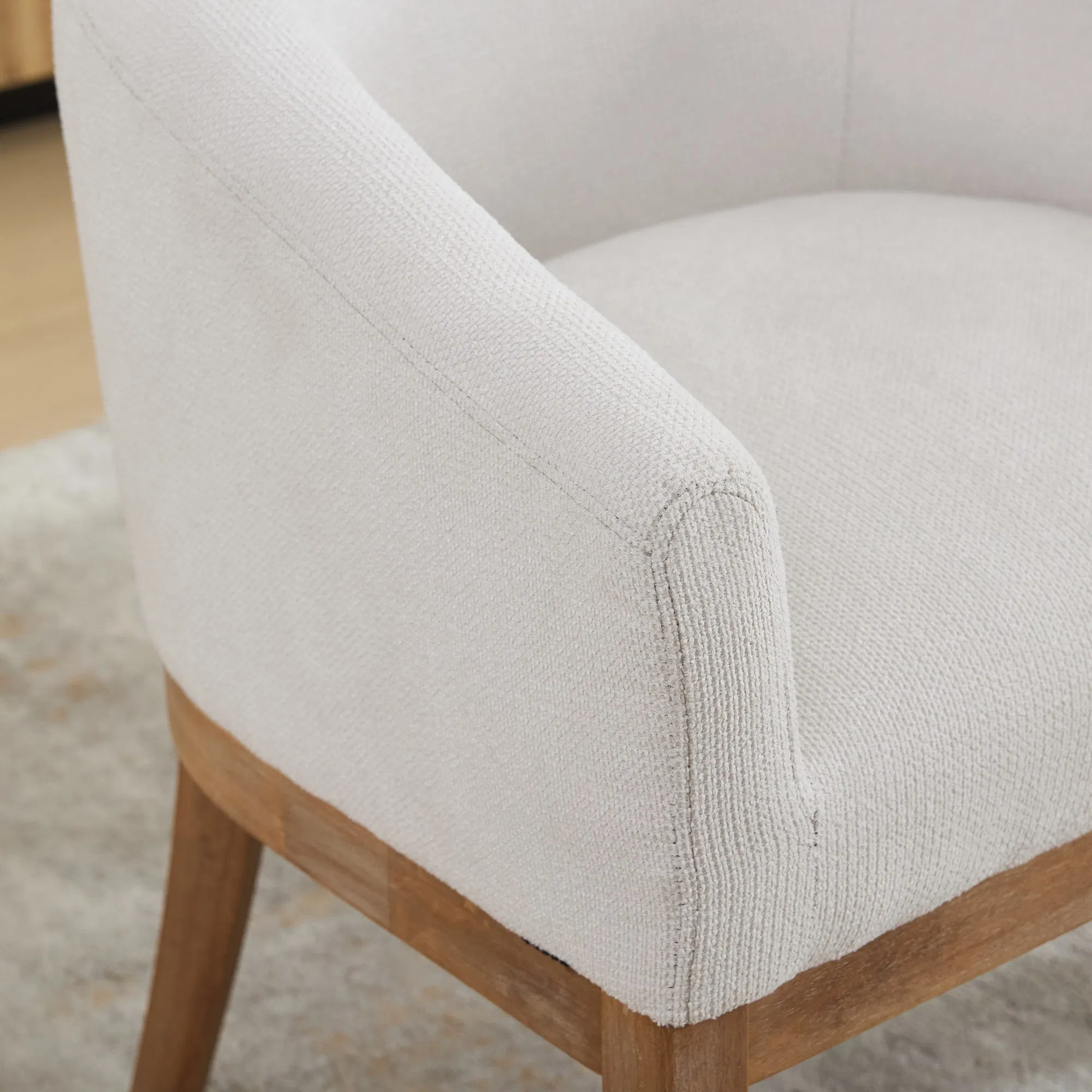 Mid Century Modern Upholstered Barrel Dining Chairs with Arms,Farmhouse Linen Kitchen & Dining Room… image 14