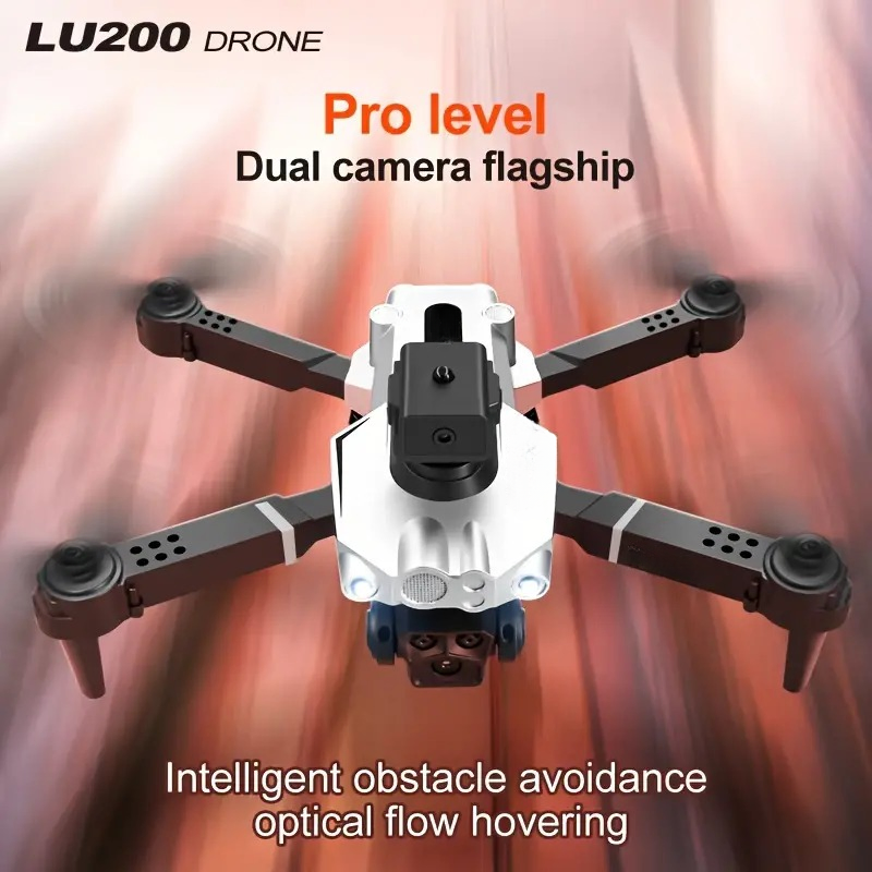 Silver dual-camera drone, equipped with optical flow hovering and intelligent obstacle avoidance functions, supports one-click operation. It offers stable and safe high-definition aerial photography