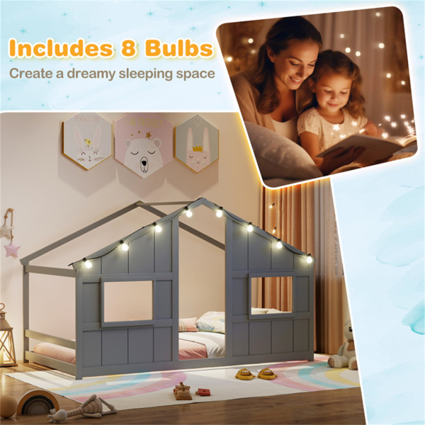 Twin-Size Kids House Gray Floor Bed- 82