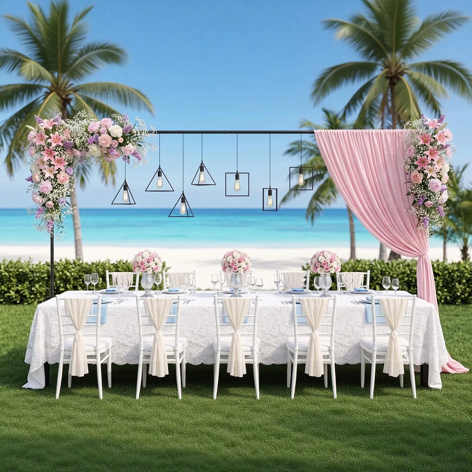 Adjustable Table Arch Decor Stand, Clamp-on Over-the-Table Metal Rod Frame, Detachable Reusable Tabletop Stand for Wedding Baby Shower Holiday Party Decor