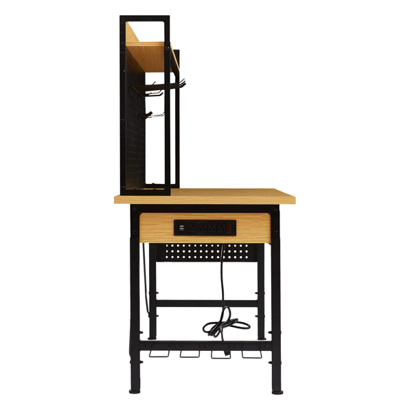 48''Adjustable Workbench with pegboard, Heavy Duty Wooden Desktop Workbench with Wheels, 1600 lb. Load Capacity, Rolling Workbench with AC/USB Outlet, Hooks, Shelf, for Garage, Workshop, Office, Home.-37