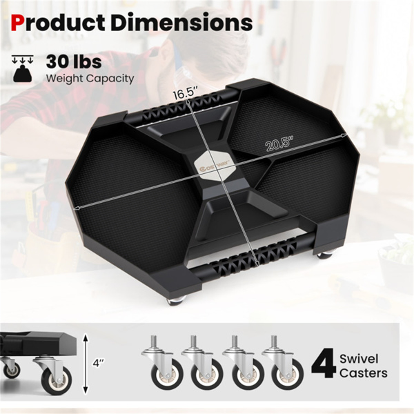 Rolling Tool Creeper PP PVC Storage Caddy with 360° Swivel Casters 30LBS Capacity-16