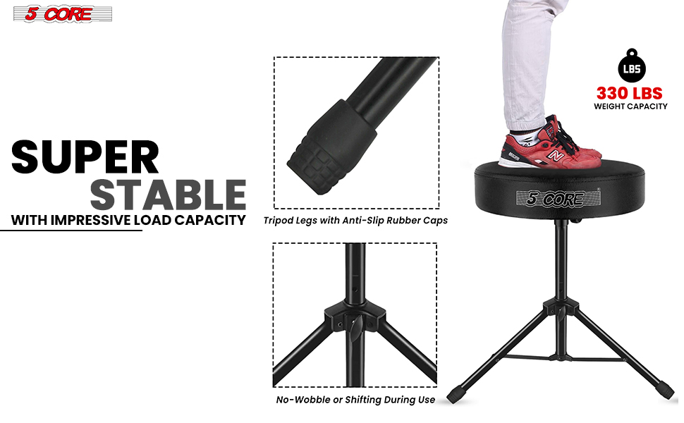 5 Core Drum Throne 3" Thick Padded Memory Foam Comfortable Drummer Stool 330Lb Capacity Adjustable image 19