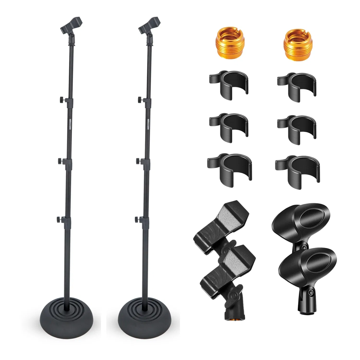 5 Core Mic Stand Floor Height Adjustable Universal Heavy Duty Detachable Gooseneck Microphone Stands 2Pcs…