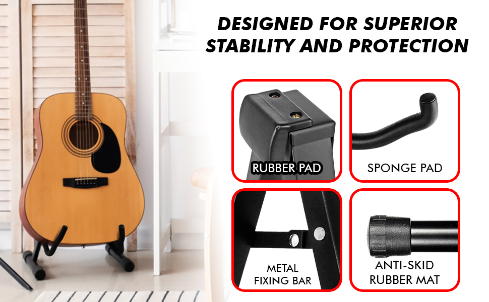 5 Core Guitar Stand 2PC A Frame w Soft Foam Arm Non Slip Rubber for Acoustic Electric Bass image 15