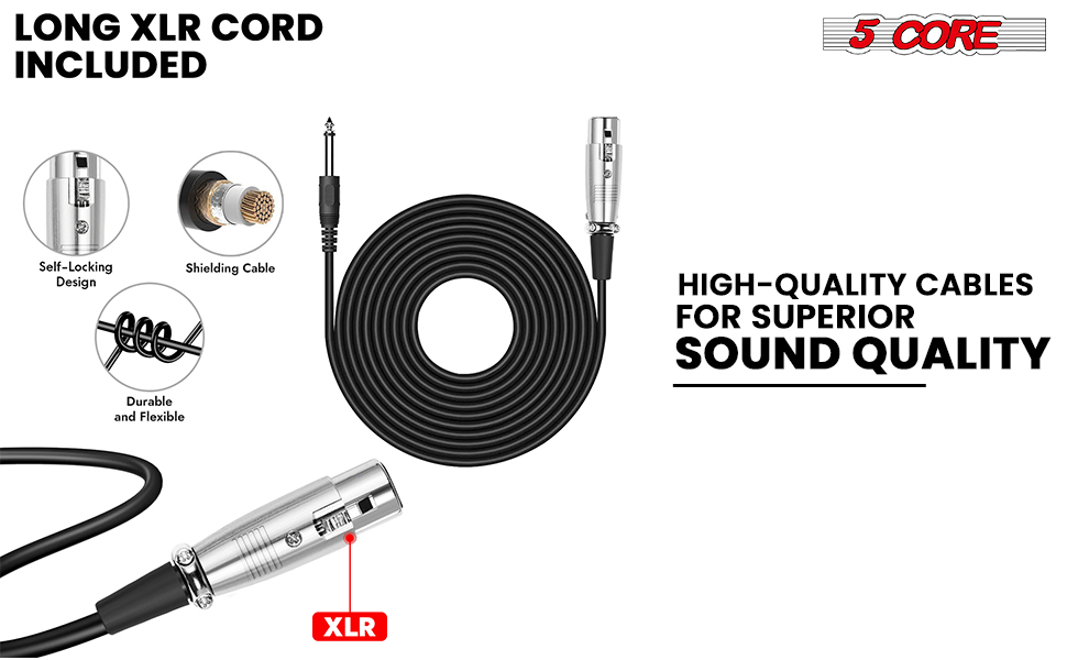 5 CORE Professional Dynamic Vocal Microphone Neodymium Cardioid Unidirectional Handheld Mic for Singing Karaoke Steel Mesh Grille Metal Body With ON Off Switch + 16ft Detachable Cable + Clip + Bag image 17