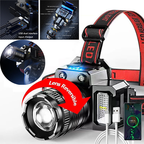 5-Modes LED Headlamp Motion Sensor Headlamp USB Rechargeable Canping Hiking Headlight-16
