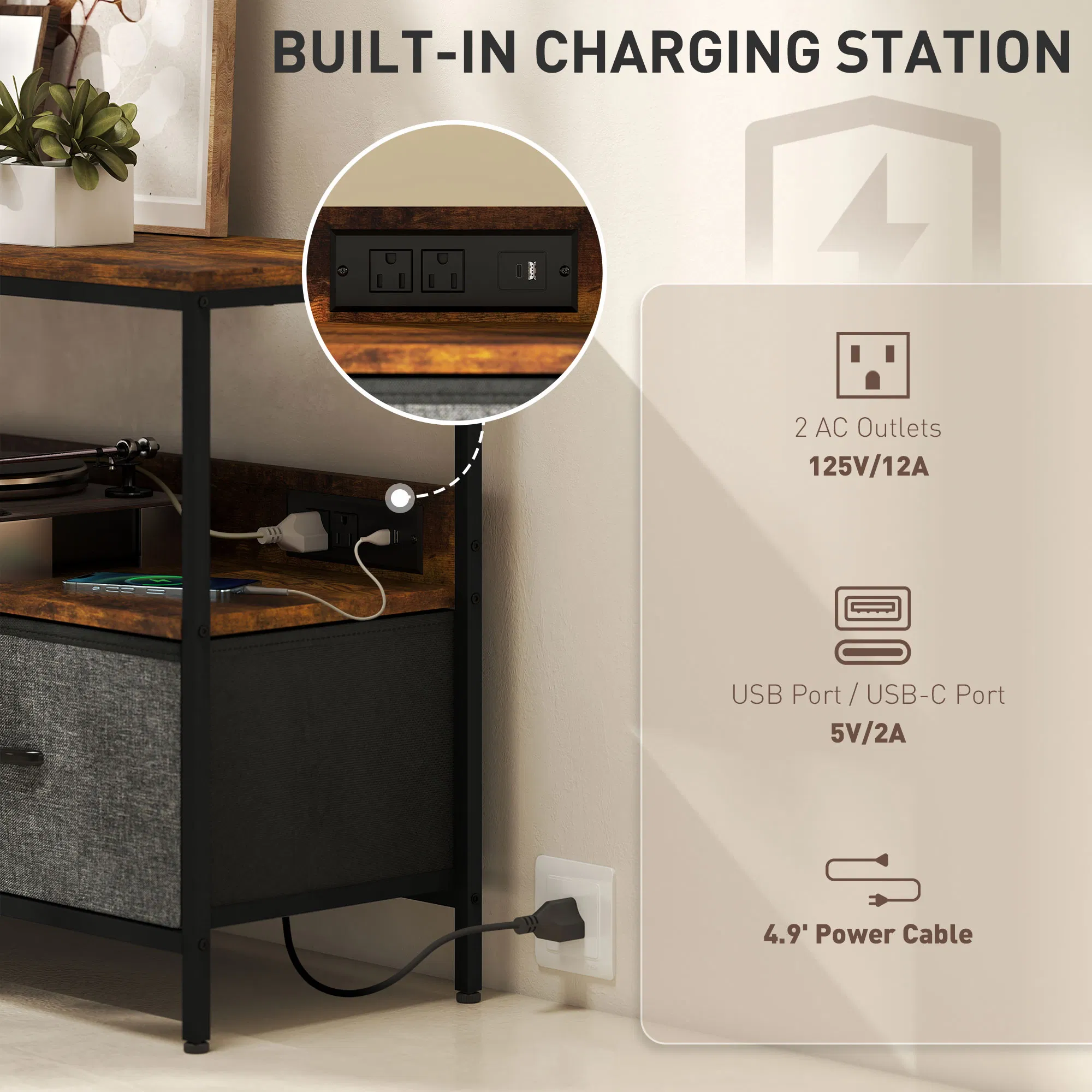 TV Stand with Charging Station, picture 3 of 5