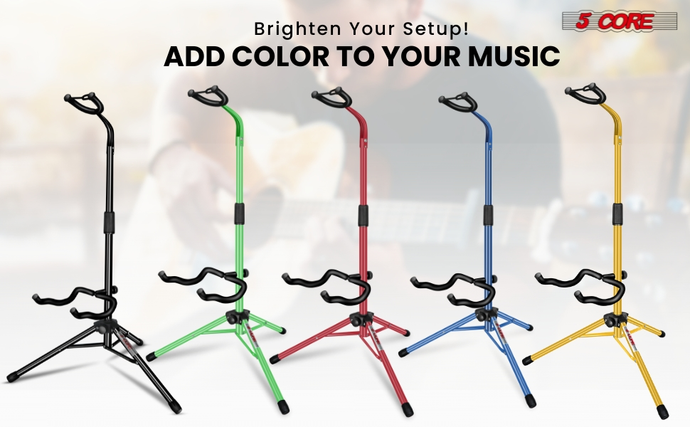 5 Core Guitar Stand Floor Adjustable Heavy Duty w Neck Holder for Acoustic Electric Classic Bass image 13