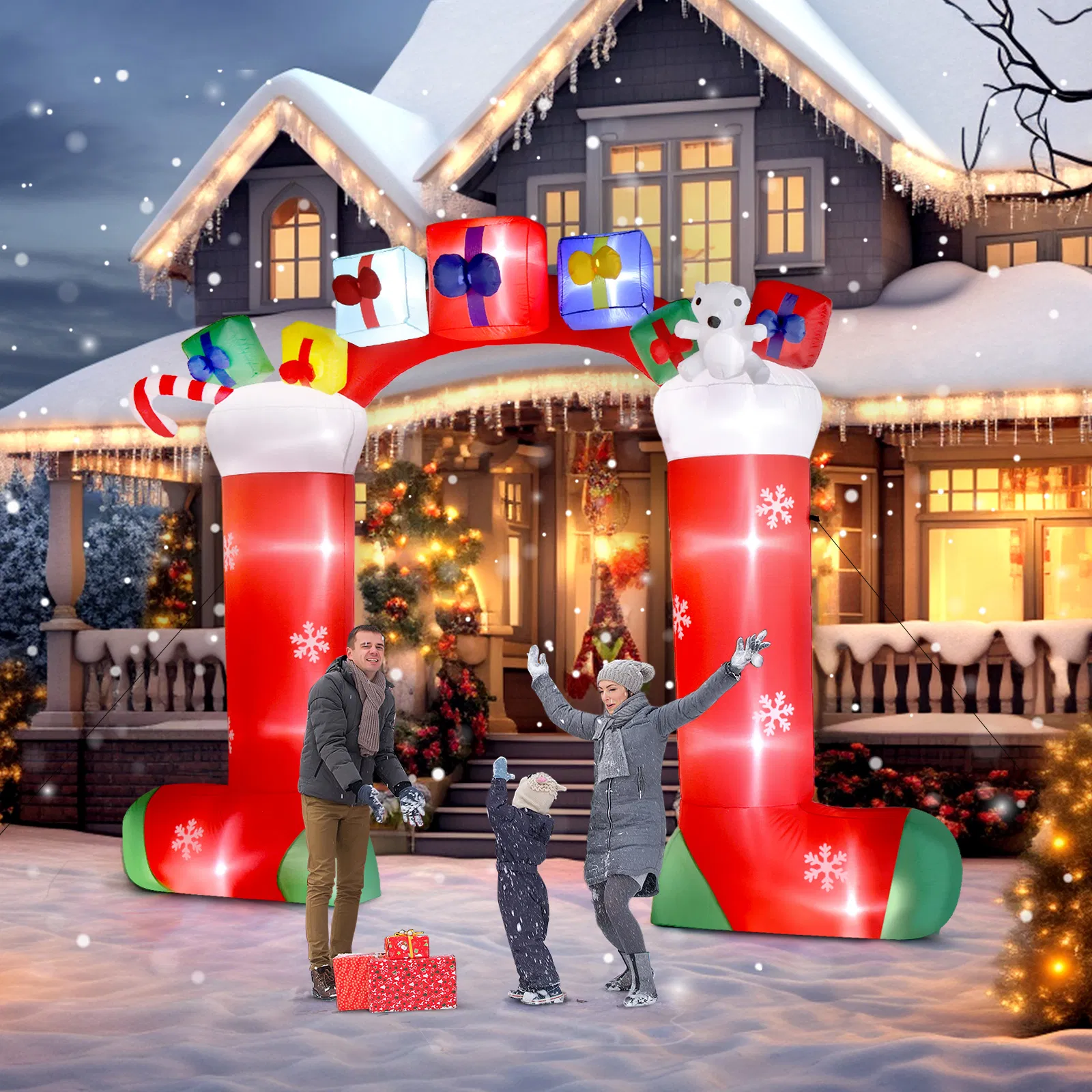 9ft 24W 11 LED Lights Christmas Sock Arch Holiday Arch Decoration image 9