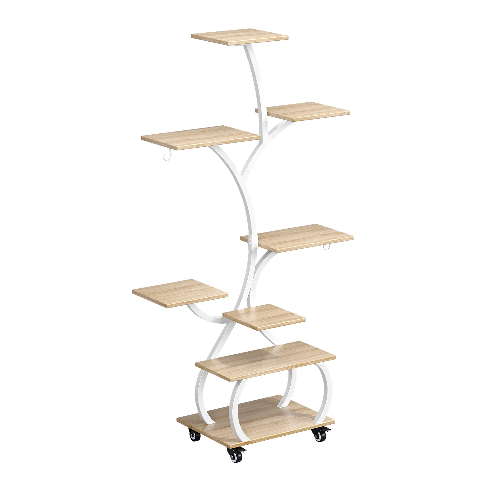 Tree Shaped Plant Stand with Full Spectrum Grow Light, White Metal Frame Plant Shelf with Lockable… image 14