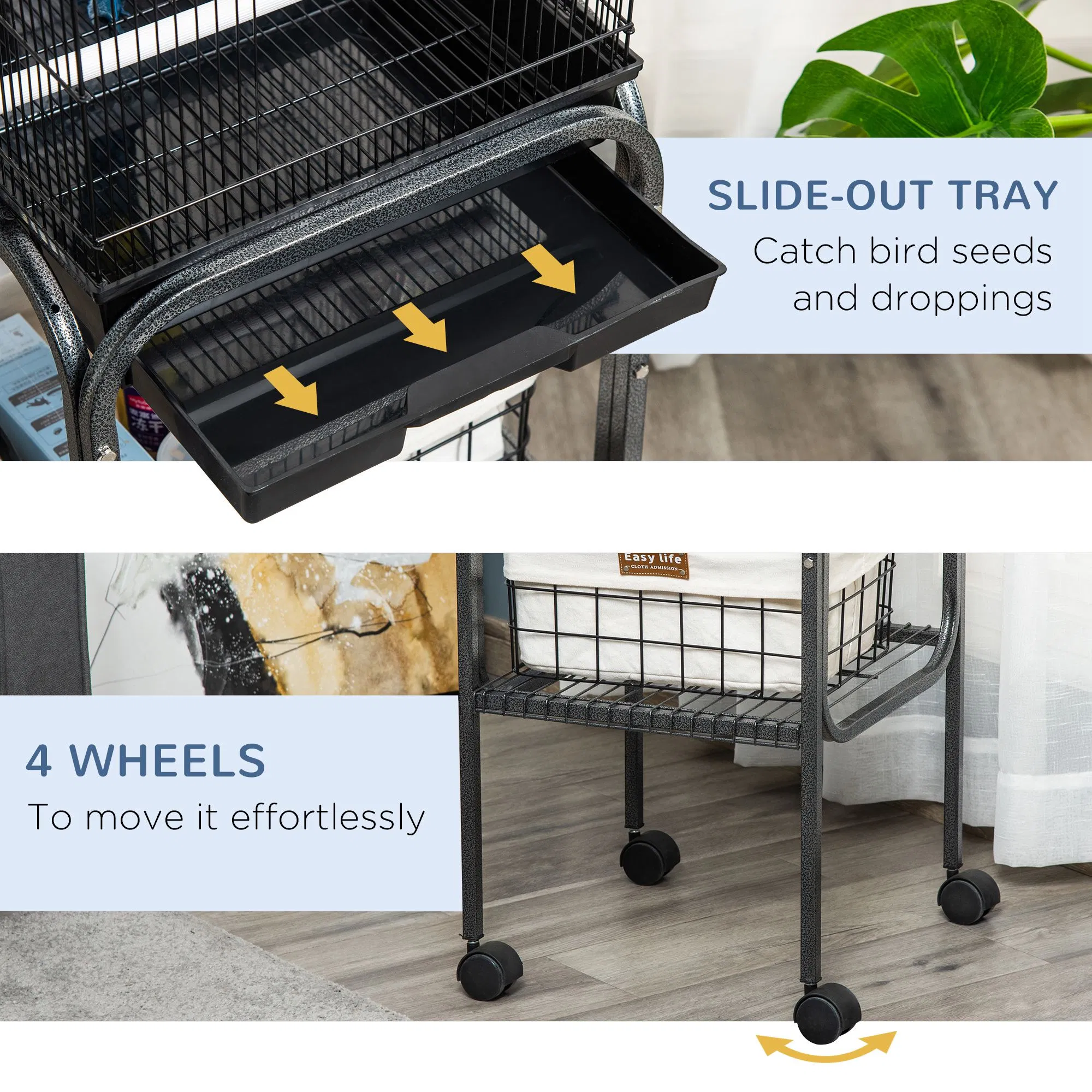 Bird Cage Starter Kit with Detachable Rolling Stand