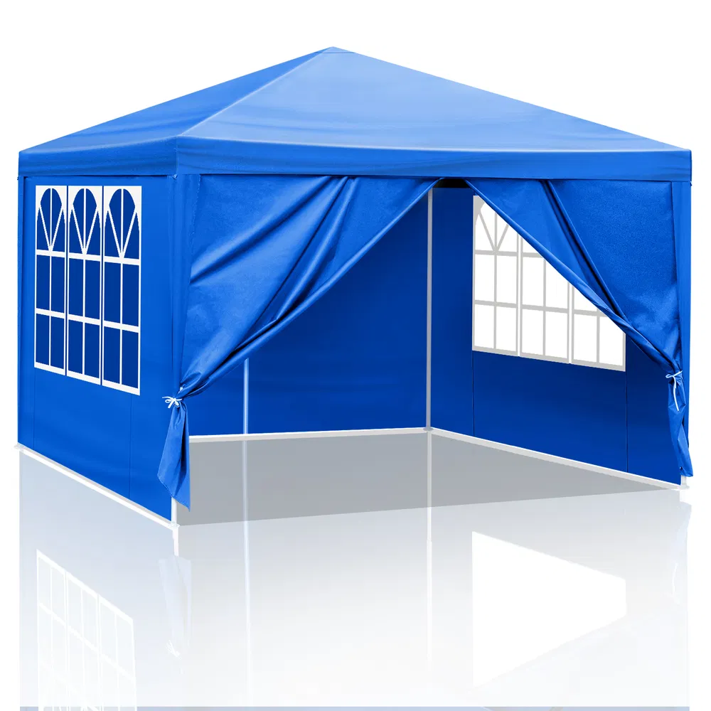 10'x10' Gazebo Waterproof Outdoor Canopy Patio Tent Party Tent for Wedding BBQ Cater, Blue