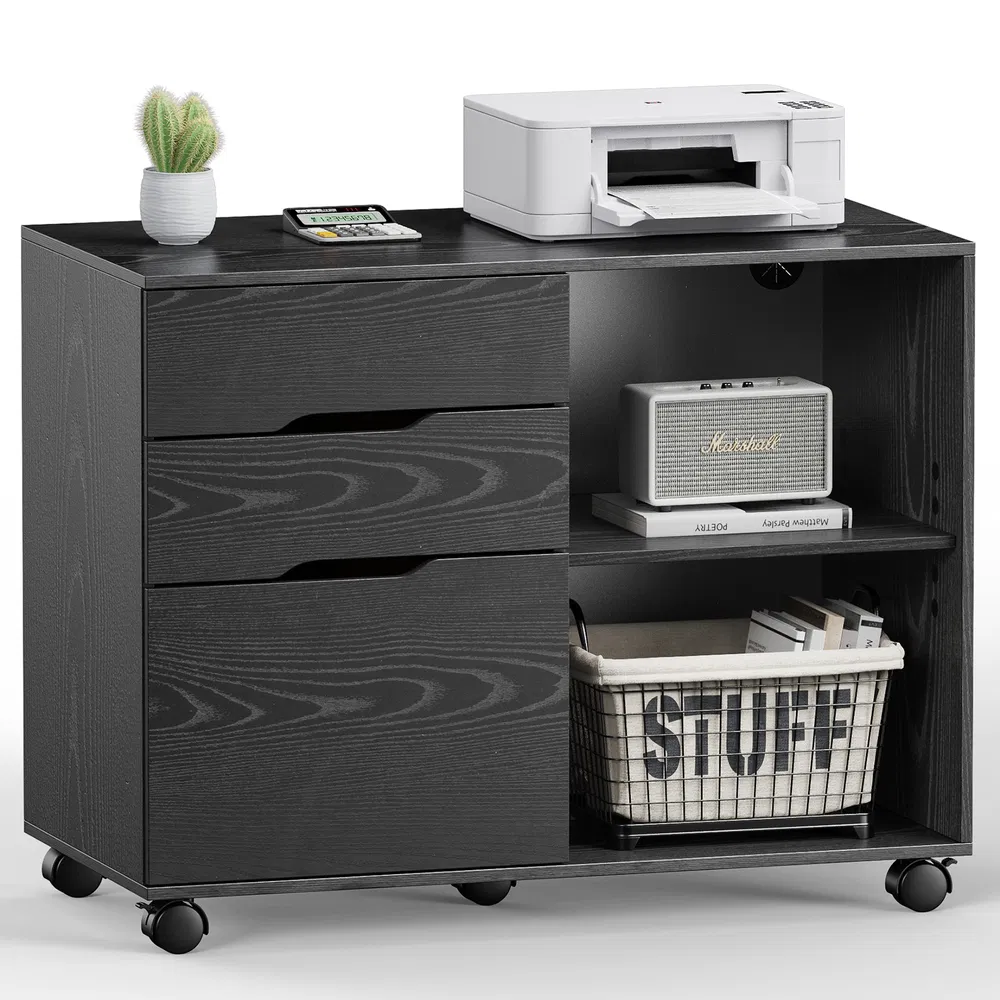 3 Drawer Mobile Rolling Lateral File Cabinet For Home Office And Kids Room image 8