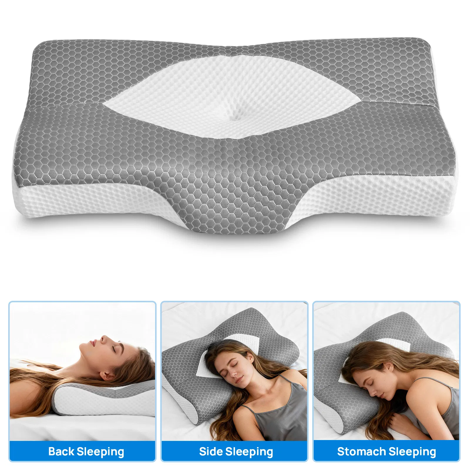 Cervical Neck Pillow, Cooling Ergonomic Memory Foam Pillows image 3