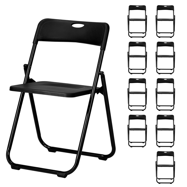 10 Pack Plastic Folding Chairs, Stackable Commercial Chairs, Portable Event Seats Indoor Outdoor for Home Event Party Picnic School Wedding, Black-15