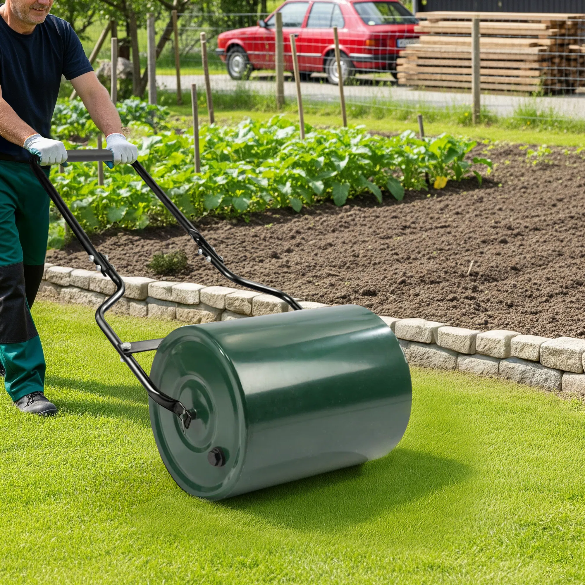 16in Heavy Duty Steel Lawn Roller, Garden Roller Can Be Filled with Water or Sand, Hand Roller with… image 11