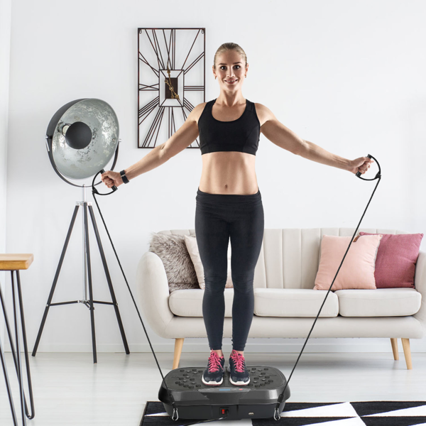 Vibration Plate Exercise Machine with 120 Speed Levels & 2 Resistance Bands, 331Lbs Load Capacity Whole Body Workout Machine USB Music Player for Home Weight Loss & Muscle Toning-23