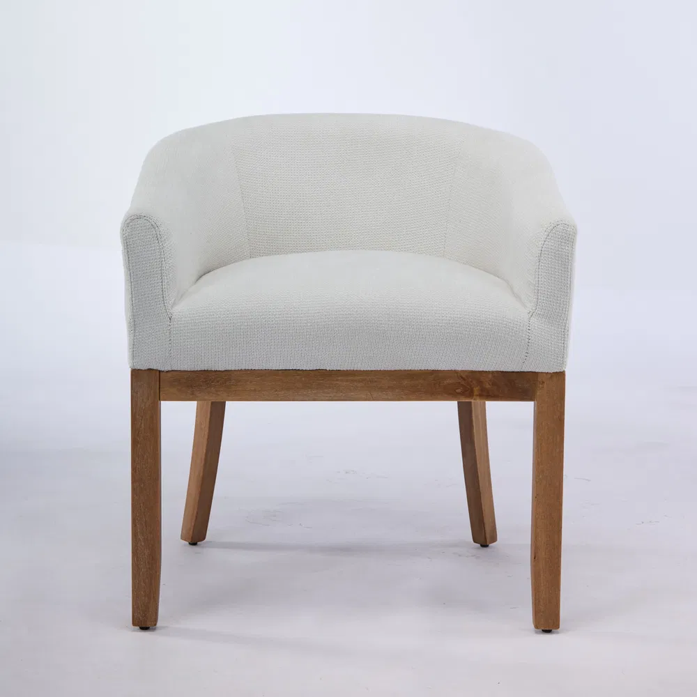Mid Century Modern Upholstered Barrel Dining Chairs with Arms,Farmhouse Linen Kitchen & Dining Room…