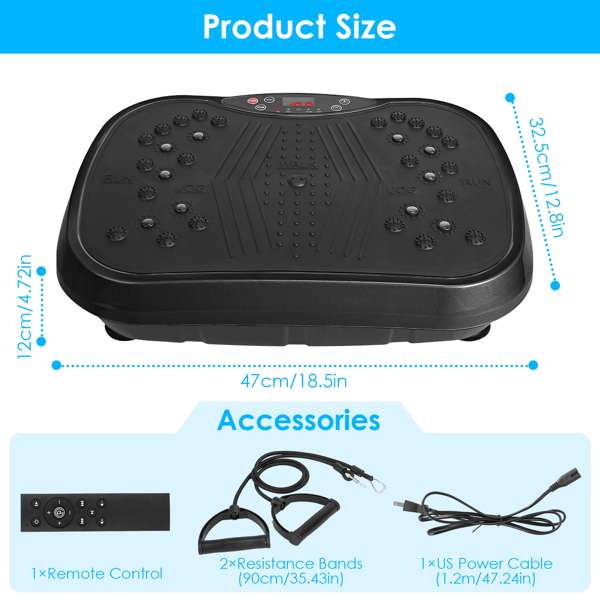 Vibration Plate Exercise Machine with 120 Speed Levels & 2 Resistance Bands, 331Lbs Load Capacity Whole Body Workout Machine USB Music Player for Home Weight Loss & Muscle Toning-25